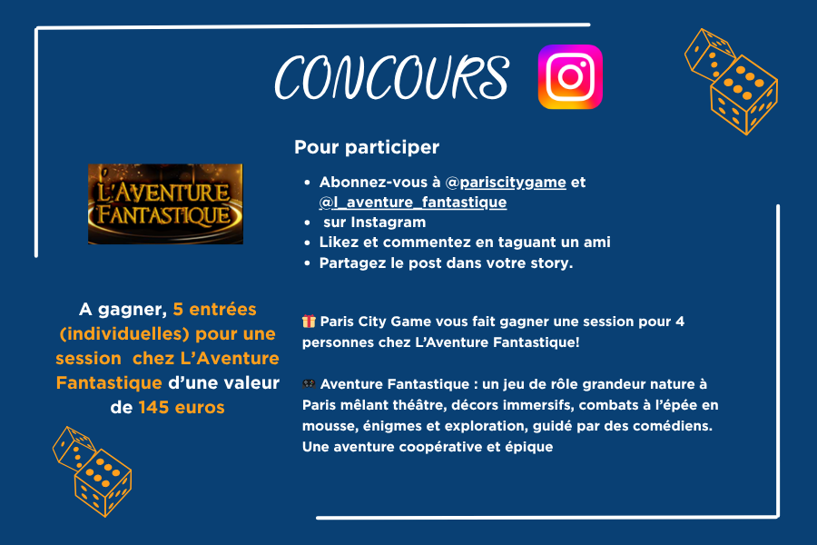Jeu concours Paris City Game x L'Aventure Fantastique