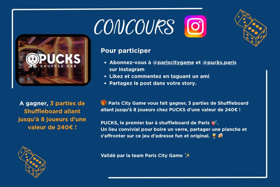 Jeu Concours Paris City Game X PUCKS