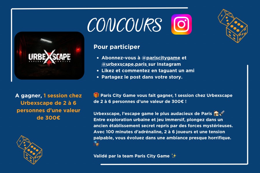 Jeu concours Paris City game X Urbexscape