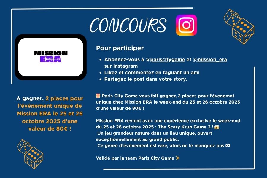 Jeu Concours Paris City Game X Mission ERA Jeu Concours Paris City Game X Mission ERA